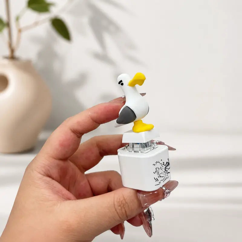 🔊🐦 Seagull MINE! Button Keychain-Real Sound & LED Light