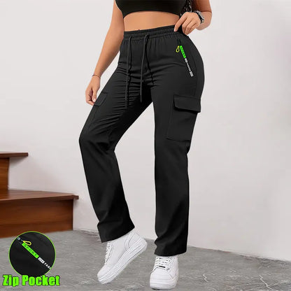 Multi-Pocket Design Slim Straight Leg Casual Trousers