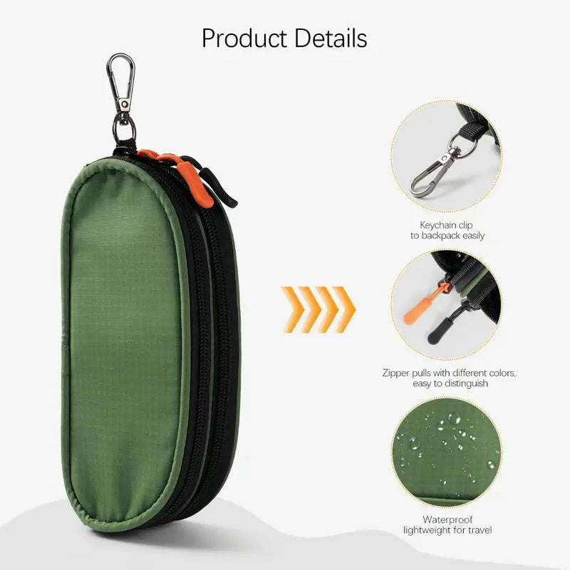 Soft Portable Double Eyeglass Case Zipper Sunglasses Bag