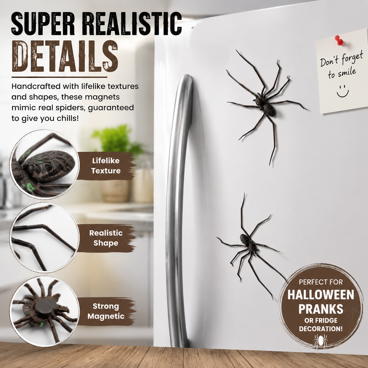 Halloween Prank Fake Spider Magnetic Fridge Sticker（5PCS）