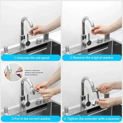 🦾🌊 Metal Faucet Extender with 1440° Rotation Brass Aerator