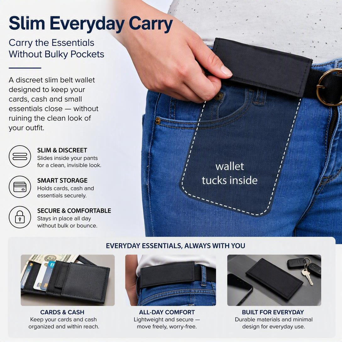 Hidden Under-Clothing Travel Wallet, Breathable Lightweight Pouch for Cards