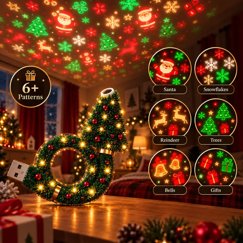 USB Plug-In Christmas Projector Night Light