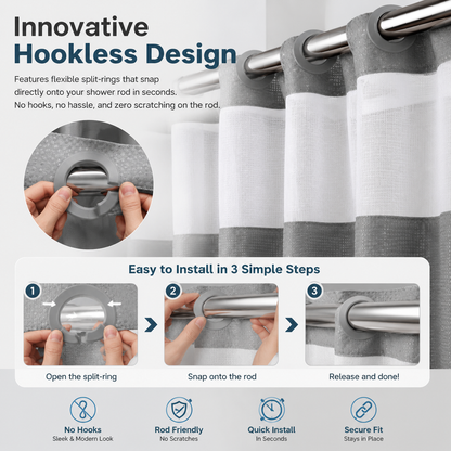 ✨Hookless Washable Waffle Weave Shower Curtain