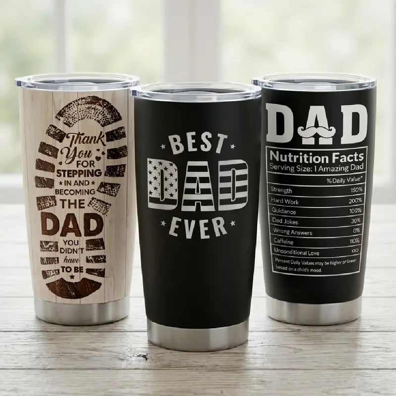 ☕ Dad Collection 20oz Tumbler with Lid, Double Wall Stainless Steel Insulated Vacuum Cup