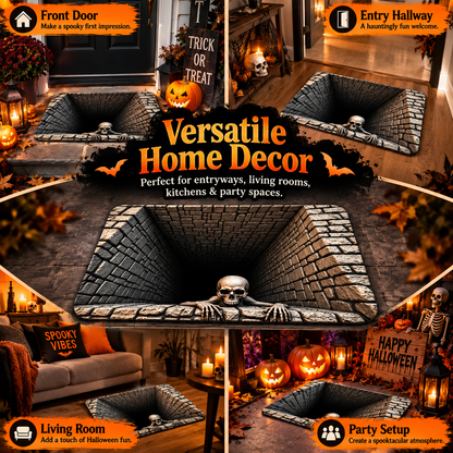 🎃Halloween Front Door Mat – Festive 3D Visual Skull & Clown Horror Rug