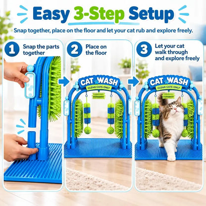 😺Cat grooming station tools - with soft massage brush