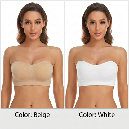 👗Strapless, non-slip, seamless silicone push-up bandeau with invisible straps