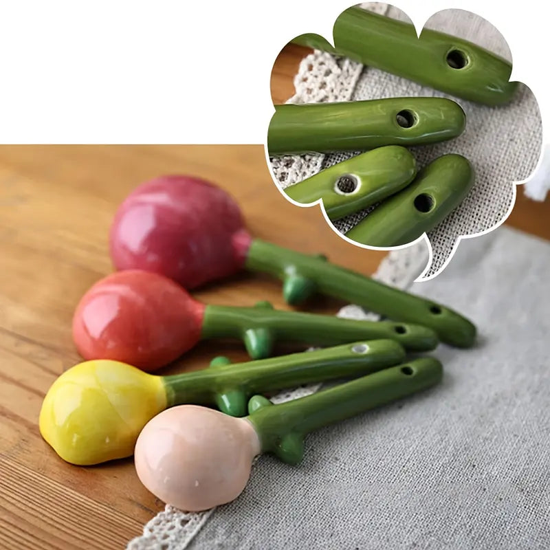 🏺Decorative flowerpot ceramic measuring spoon set with storage base