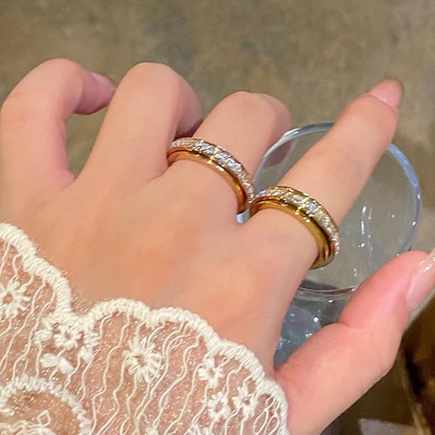 ✨Simple single-row diamond rotating ring