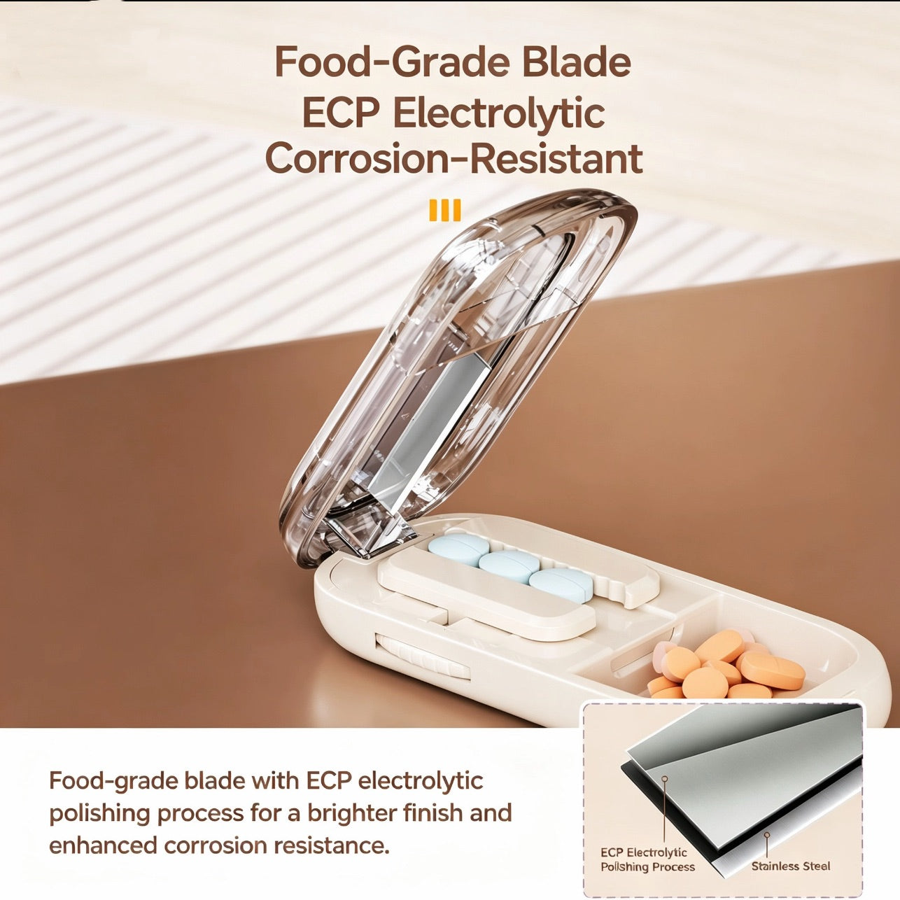 🔥Upgrade-Designed Compact 3-in-1 Pill Splitter Organizer - ABS+PC