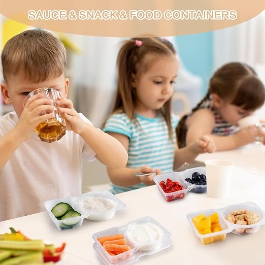♻️10-pack reusable double-compartment snack and seasoning containers