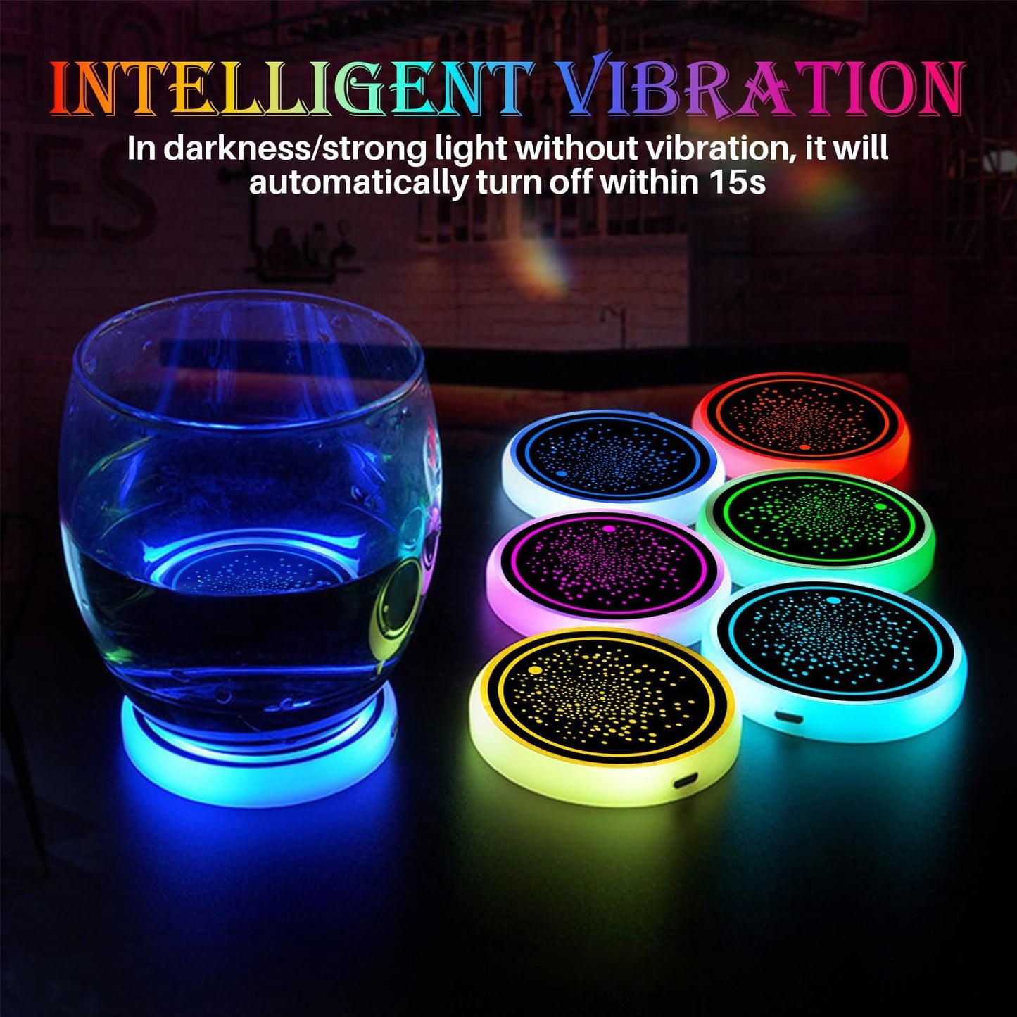 🔋7 Colors Luminous Car Atmosphere Cup Holder Pads