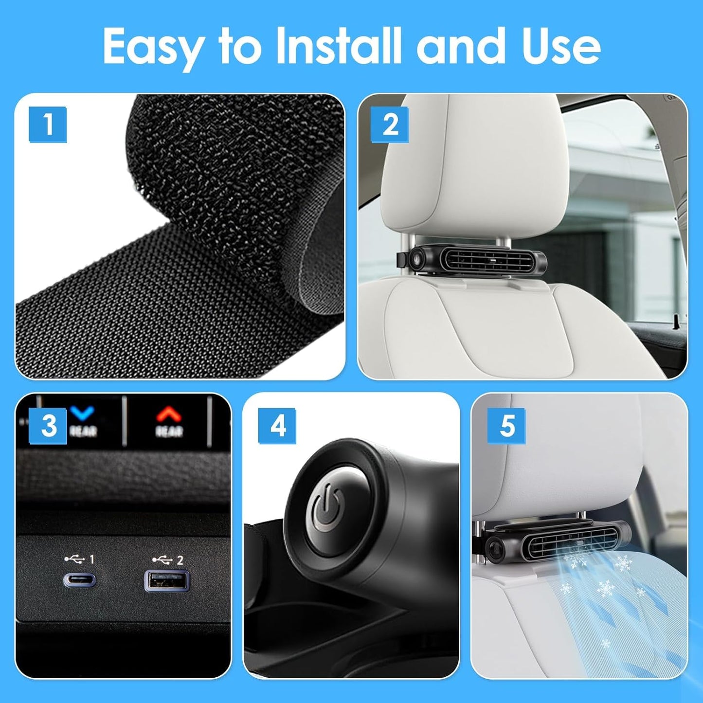 🔥Hot Sale 49% off🌟🌬️ Car Seat Fan Sunvisor Clip Fan with LED Display