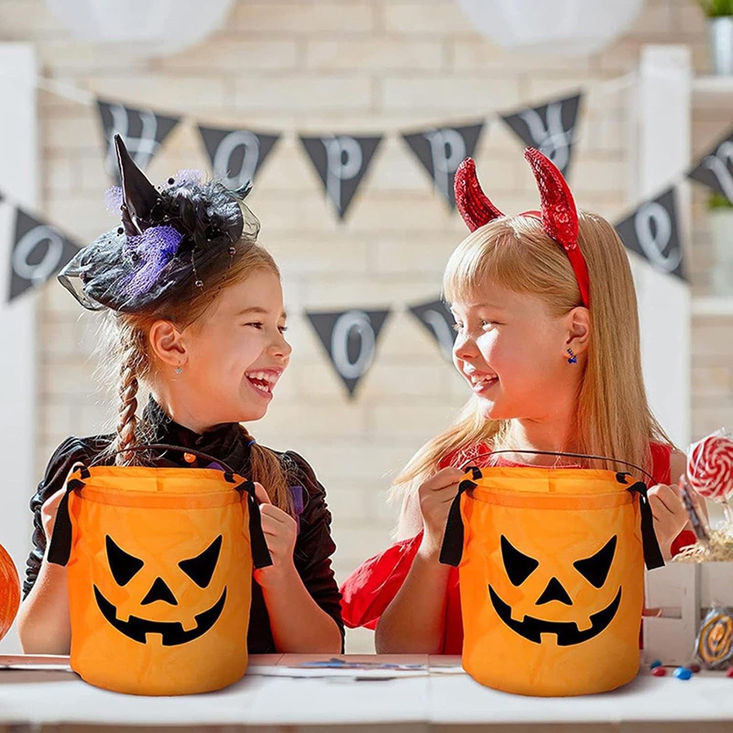 👻🌟LED Light-Up Halloween Pumpkin Candy Tote Bag