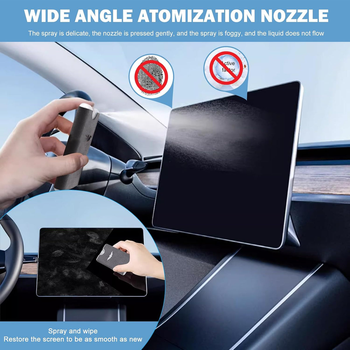 🧴2-in-1 Screen Cleaner - Suitable for car, tablet, and mobile phone touchscreens