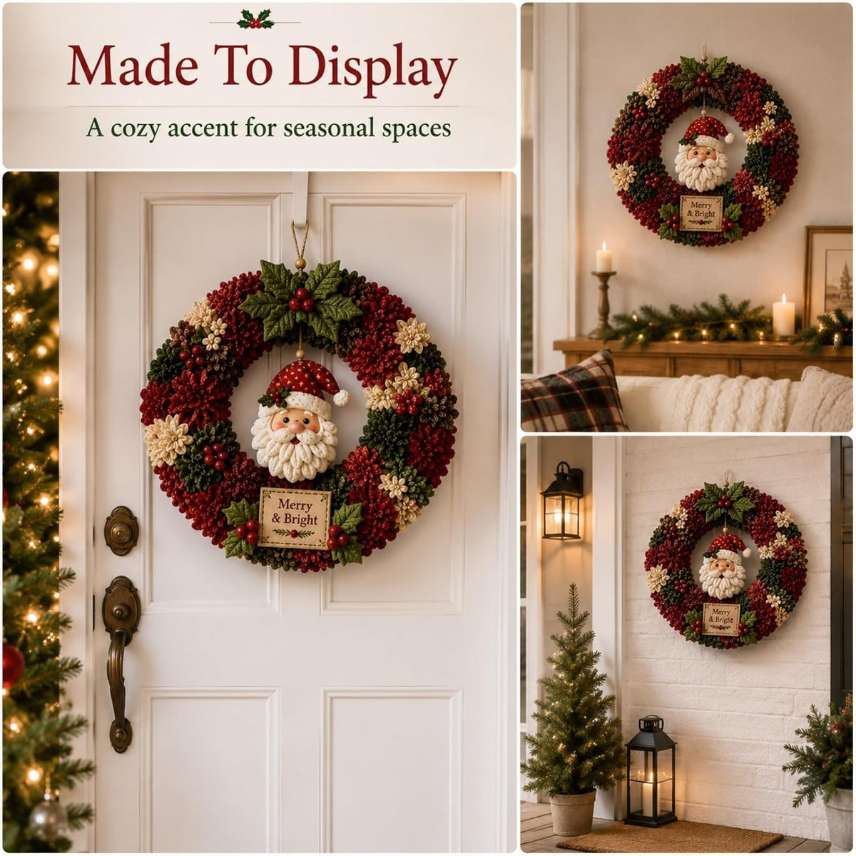 3D Fabric Stamped Wreath DIY Set, Adult Christmas Wreath Craft Set