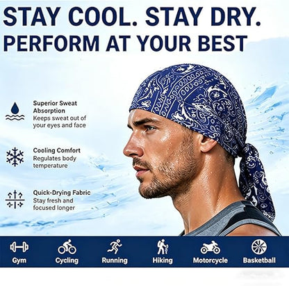 🧣❄️ Cooling Headscarf Cap Set, Motorcycle Pirate Head Wrap Safety Helmet Liner