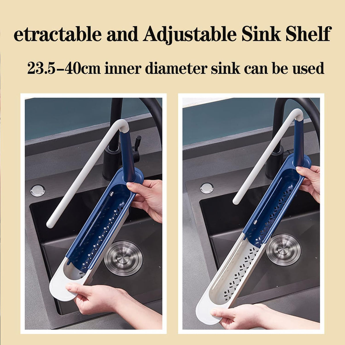 🧻Extendable kitchen storage rack - with clothes rod and perforated drain side panel