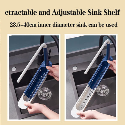🧻Extendable kitchen storage rack - with clothes rod and perforated drain side panel