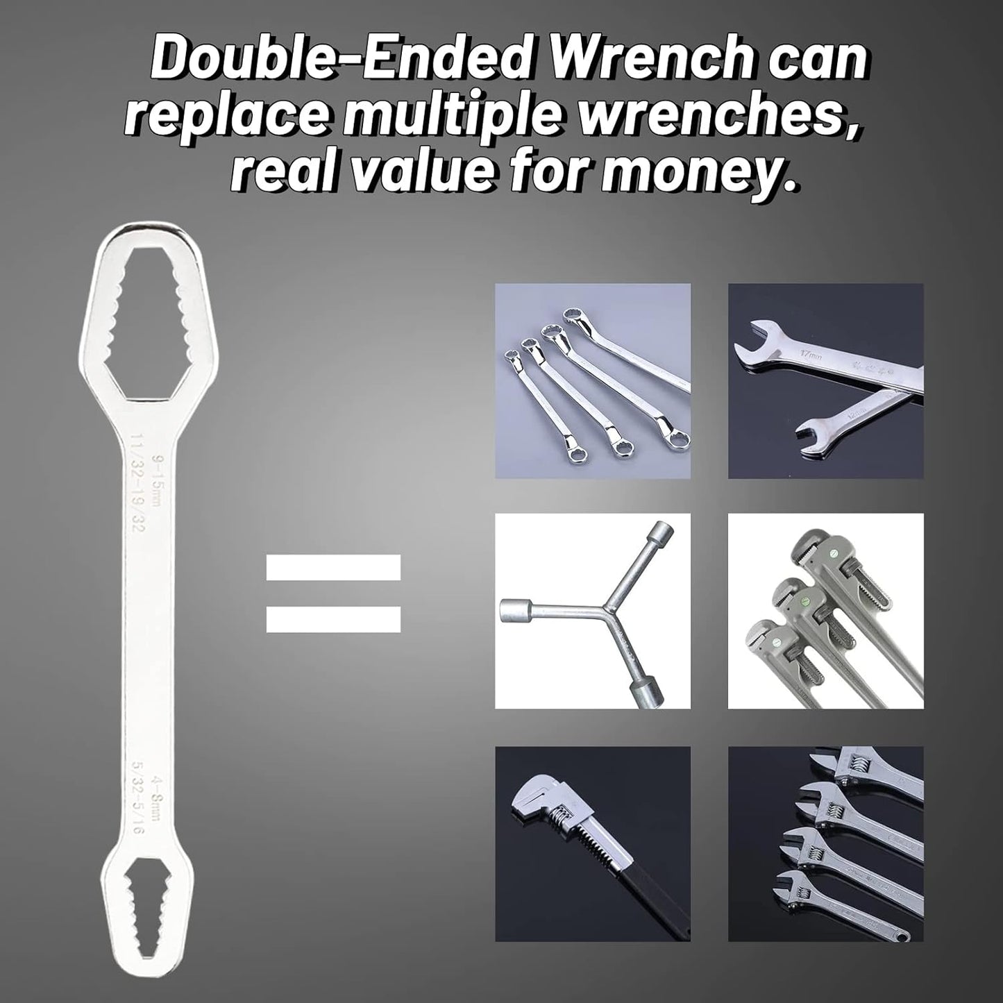 Universal Car Torx Wrench,8-24mm Self-tightening Wrench,Double-head Torx Spanner