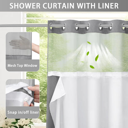 ✨Hookless Washable Waffle Weave Shower Curtain