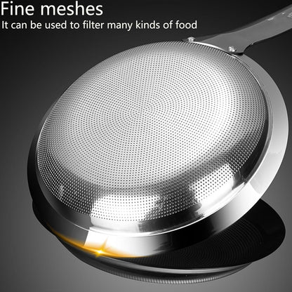 🛡️304 Stainless Steel Fine Mesh Skimmer with Handle – Suitable for Kitchen Cooking