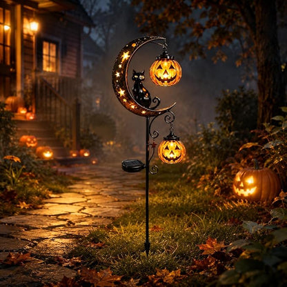 🌙🎃Halloween Black Cat Pumpkin Moon Ground Lamp