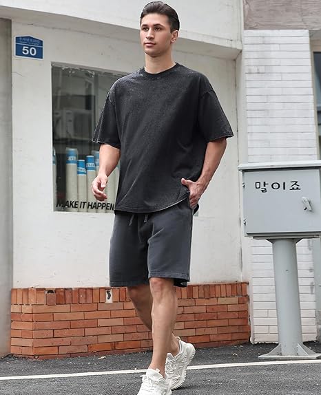 👕🔄 Oversized Tshirts Unisex Gym Vintage Heavyweight Cotton Workout Acid Wash T Shirts