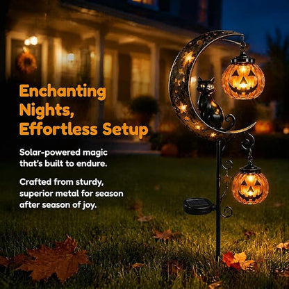 🌙🎃Halloween Black Cat Pumpkin Moon Ground Lamp