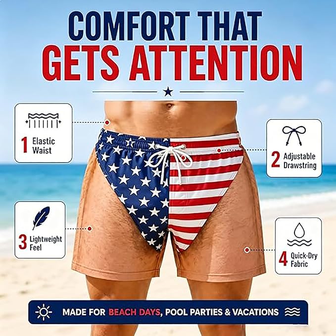 🏖️🩳American flag freedom cool and quick-drying beach shorts