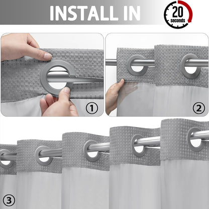 ✨Hookless Washable Waffle Weave Shower Curtain
