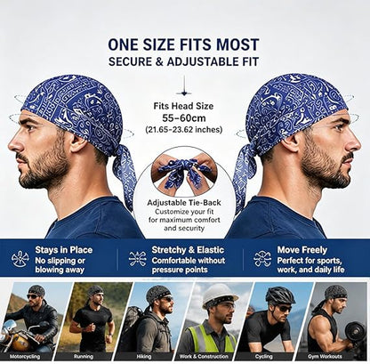 🧣❄️ Cooling Headscarf Cap Set, Motorcycle Pirate Head Wrap Safety Helmet Liner