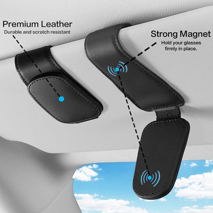 🧲Magnetic Leather Car Visor Glasses Clip – Universal Car Interior Accessory