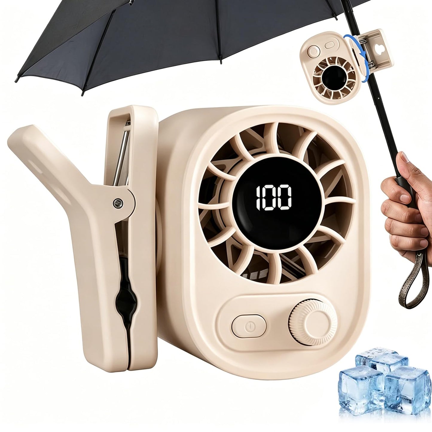 ❄️ Semiconductor Cooling Car Clip On Fan - 360° Rotation, 100 Speeds Adjustable