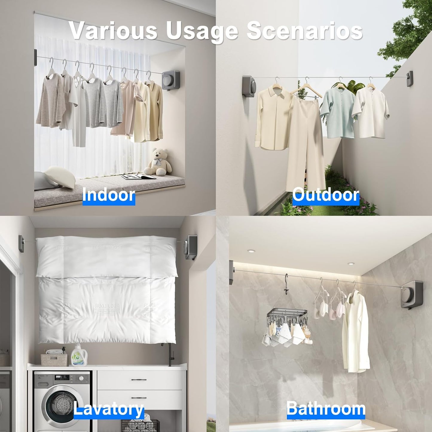 🧺✨ Wall-Mounted Adjustable Retractable Laundry Drying Rack