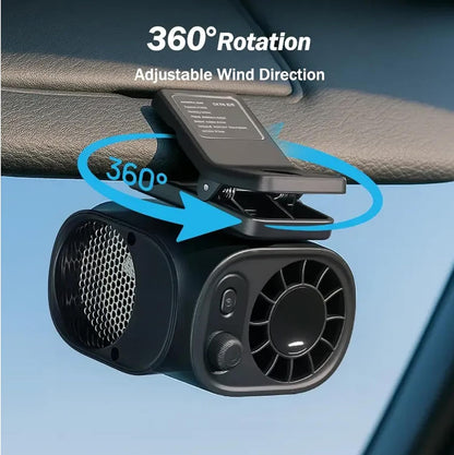❄️ Semiconductor Cooling Car Clip On Fan - 360° Rotation, 100 Speeds Adjustable