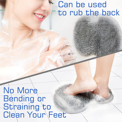 ✨ Silicone Shower Scrubber Mat with Wall-Mounted Suction Cups