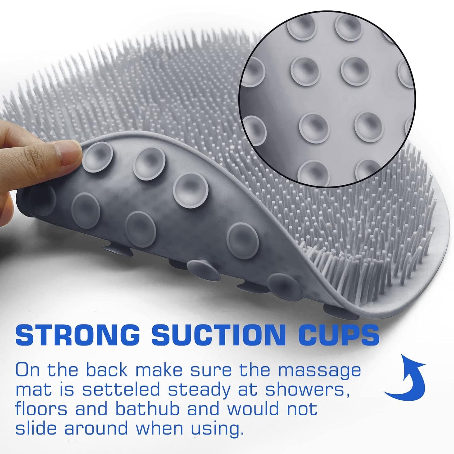 ✨ Silicone Shower Scrubber Mat with Wall-Mounted Suction Cups