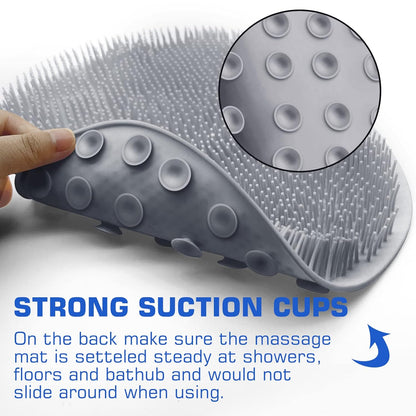 ✨ Silicone Shower Scrubber Mat with Wall-Mounted Suction Cups