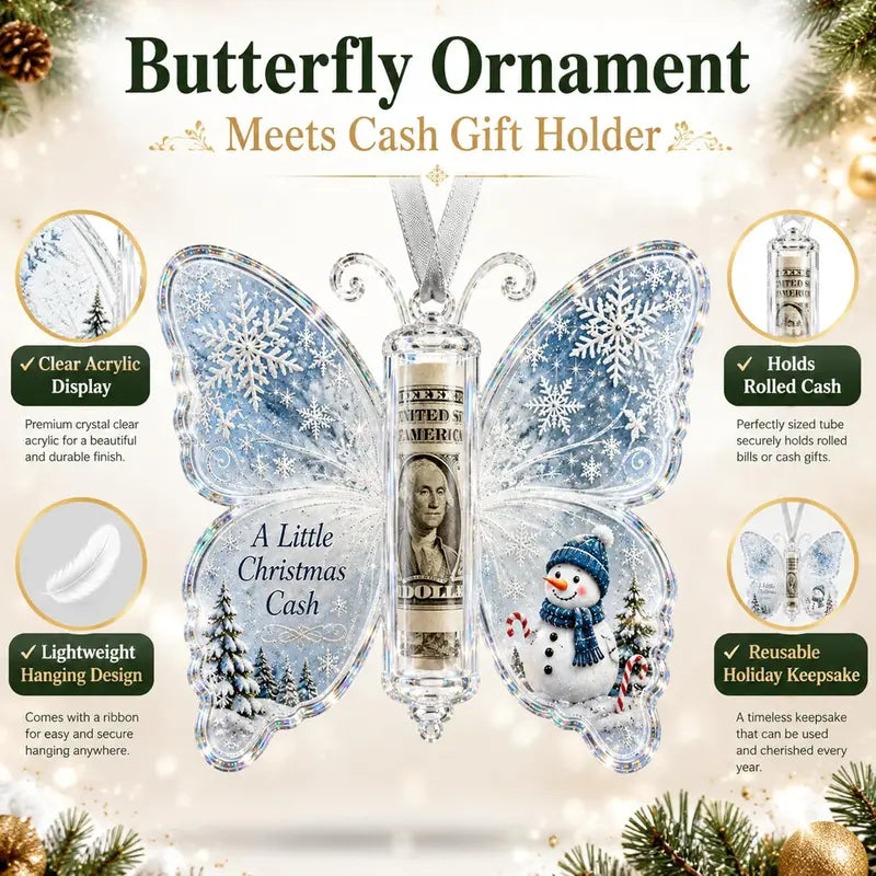 Christmas Cash Gift Ornament - Butterfly Money Holder