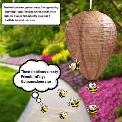 🐝🚫 4 Pack Fake Wasp Nest Decoy for Outdoor Hanging – Natural Wasp Deterrent