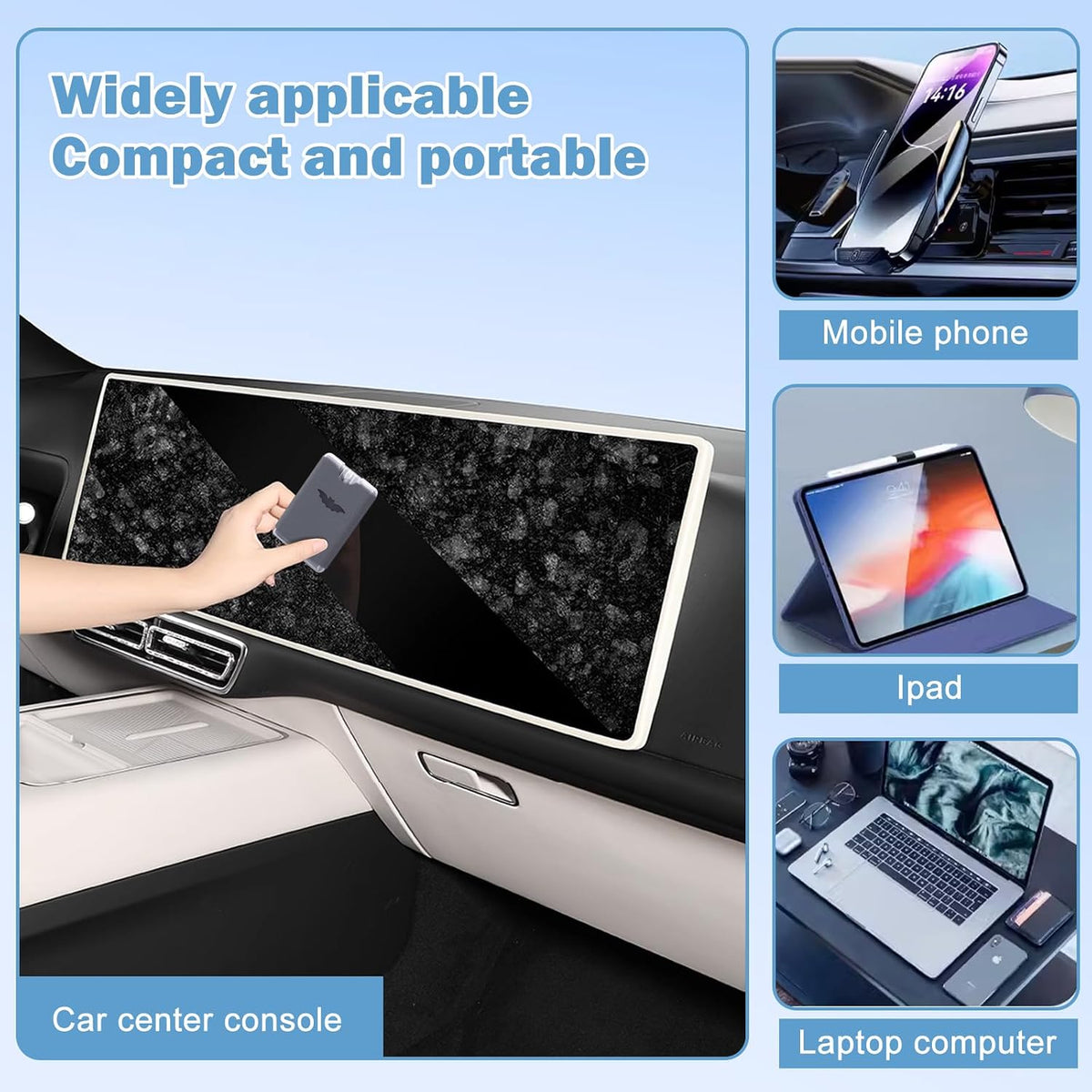 🧴2-in-1 Screen Cleaner - Suitable for car, tablet, and mobile phone touchscreens
