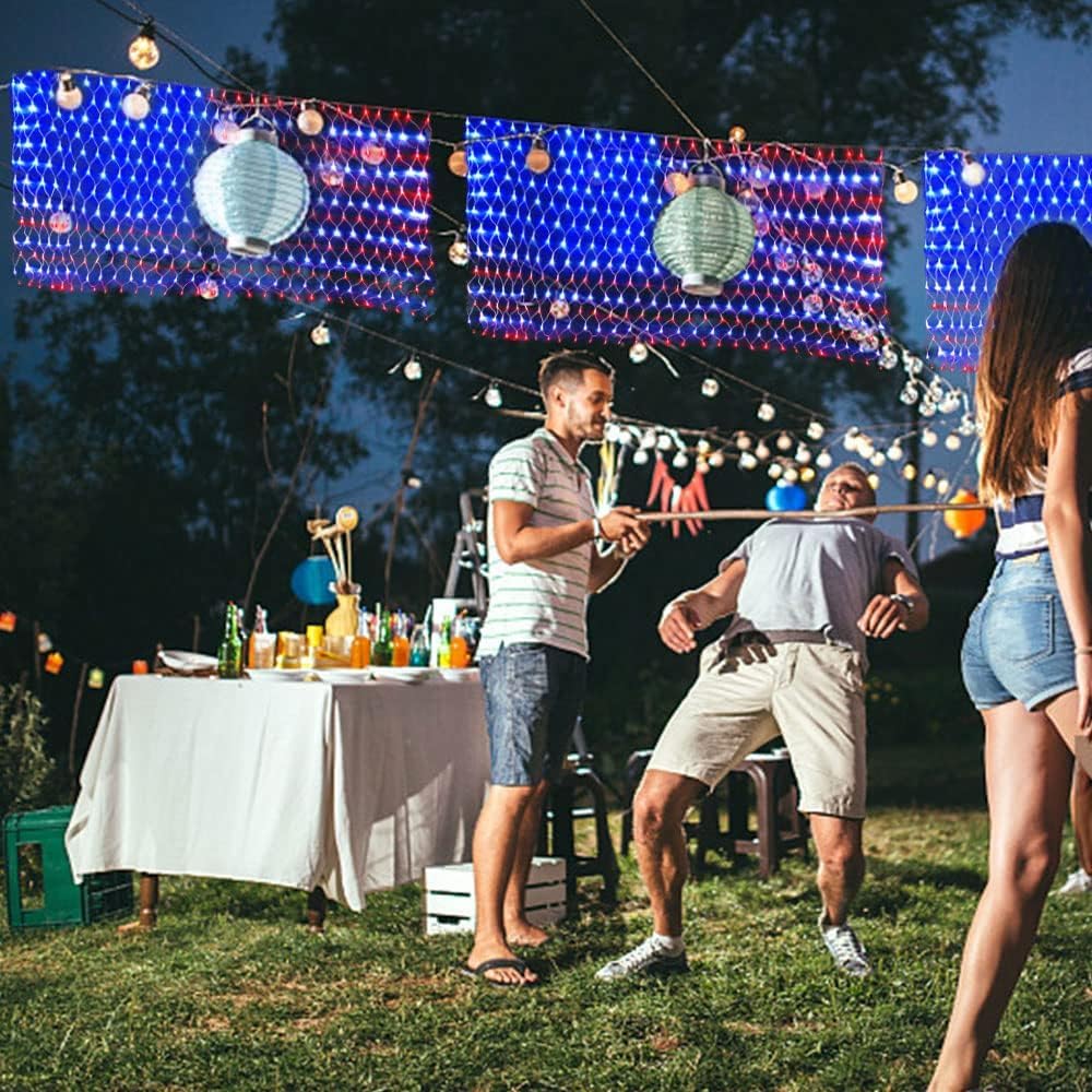 🇺🇸🎆Super Bright Solar-powered outdoor waterproof American flag mesh light