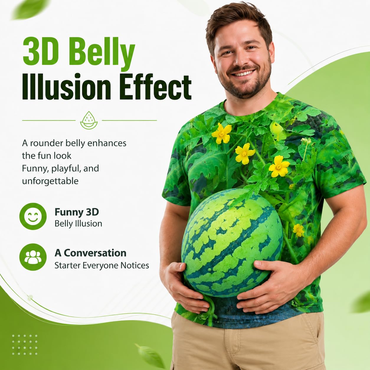 Creative Watermelon Print Men's Casual Sporty T-Shirt