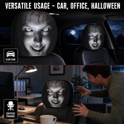 2-Pack Scary Car Headrest Covers, Halloween Car Decorations
