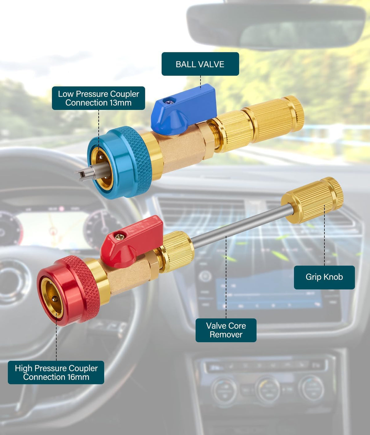 🛠️High and low pressure automotive air conditioning valve core tool kit