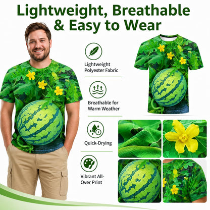 Creative Watermelon Print Men's Casual Sporty T-Shirt
