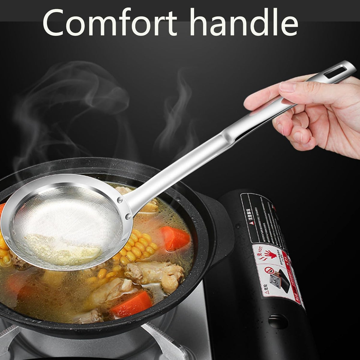 🛡️304 Stainless Steel Fine Mesh Skimmer with Handle – Suitable for Kitchen Cooking