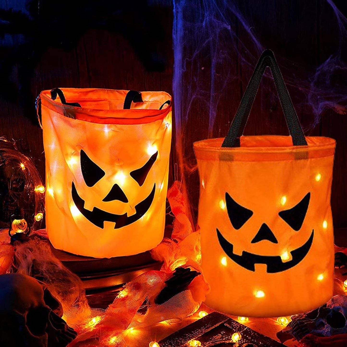 👻🌟LED Light-Up Halloween Pumpkin Candy Tote Bag